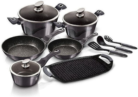 Berlinger Haus Metallic Line Σετ Μαγειρικά Σκεύη από Αλουμίνιο Carbon Pro με Επίστρωση από Πέτρα 6 τεμαχιών