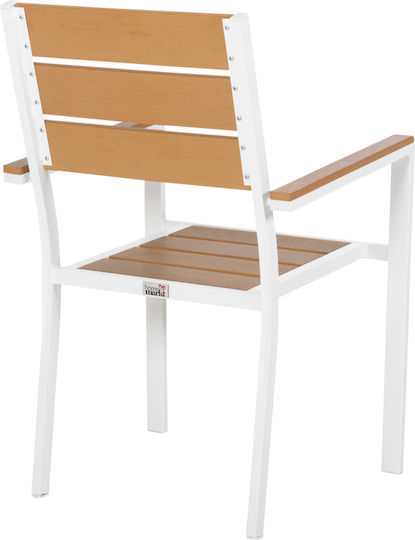 Outdoor Armchair Aluminum Saga White 55x55x86cm