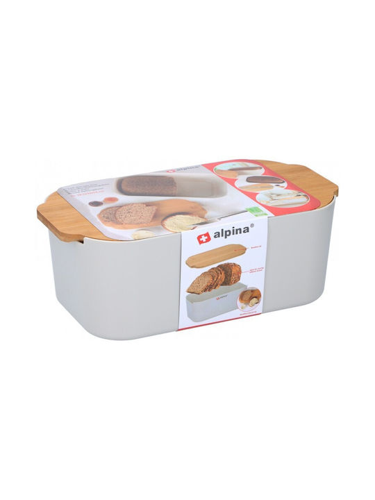 Alpina Appliances Bread Box with Lid Plastic White 33x12x18.5cm