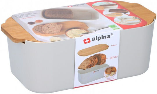 Alpina Appliances Ψωμιέρα με Καπάκι Πλαστική σε Λευκό Χρώμα 33x12x18.5cm
