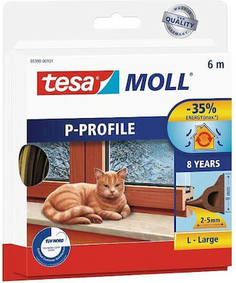 Tesa Classic P Profile Spumă Oprișor de Curent din Cauciuc Fereastra în Culoare Maro 6mx0.9cm 05390-00103-00