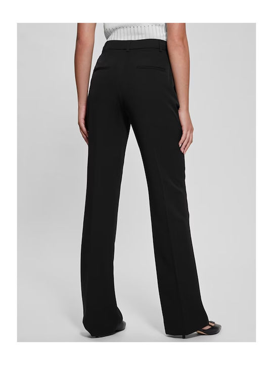 Guess Damen Hoch tailliert Stoff Hose in Normaler Passform Black