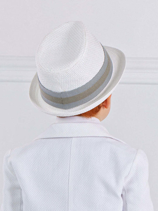 Designer's Cat Kids' Hat Fedora Straw White