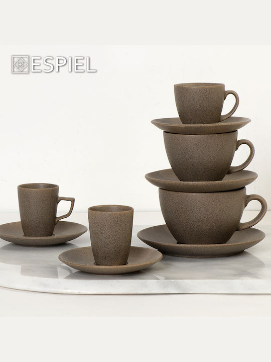 Espiel Morgan Porcelain Brown Cup Set 80ml Brown