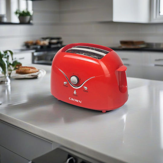 Crown Toaster 2 Slots 750W Red