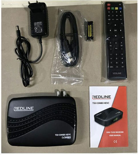 Redline T50 Combo Ψηφιακός Δέκτης Mpeg-4 Full HD (1080p) με Λειτουργία PVR (Εγγραφή σε USB) Συνδέσεις HDMI / USB