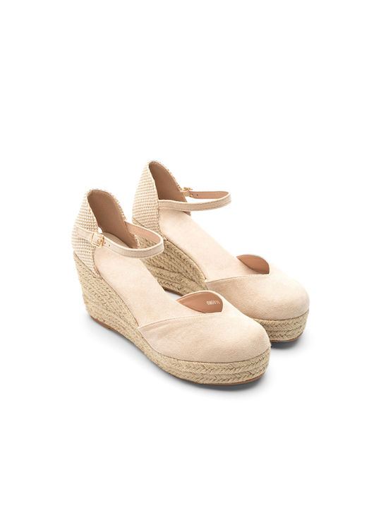 Plato Women's Suede Platform Espadrilles Beige