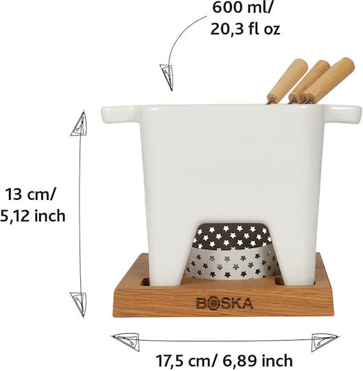 Boska Holland Porcelain Fondue Pot with Tea Light White 21x16x15cm Boska Holland Porcelain Fondue Pot with Tea Light White 21x16x15cm