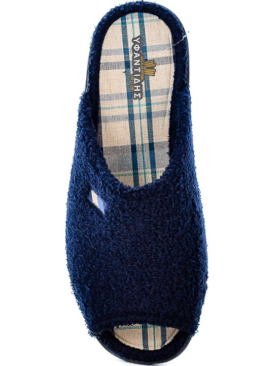 Frottee Herrenhausschuhe Blau