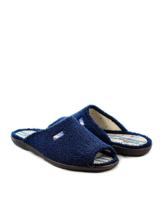 Frottee Herrenhausschuhe Blau