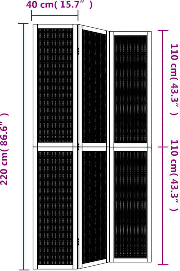 vidaXL Διακοσμητικό Παραβάν Ξύλινο με 3 Φύλλα 105x220cm
