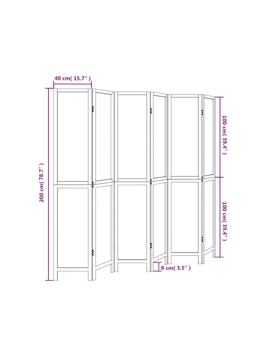 vidaXL Dekorativer Raumteiler Hölzernes mit 6 Paneelen 210x200cm