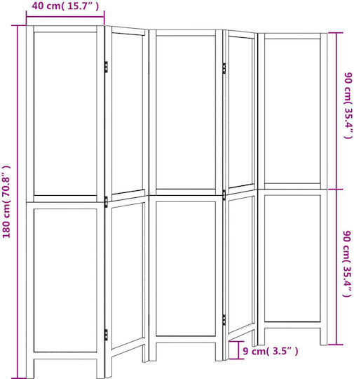 vidaXL Διακοσμητικό Παραβάν Ξύλινο με 5 Φύλλα 175x180cm