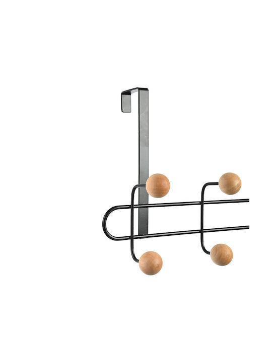 Metallic Door Hook 41x7.5x23cm 8 Slots Black