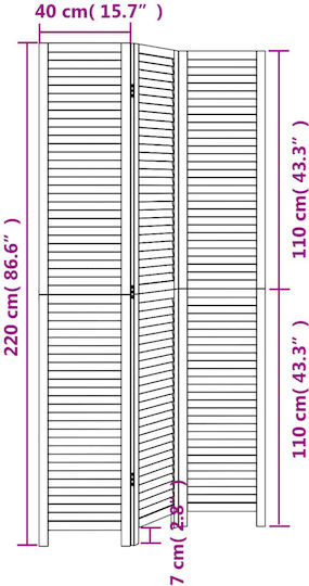 vidaXL Decorative Room Divider Wooden with 3 Panels 105x220cm