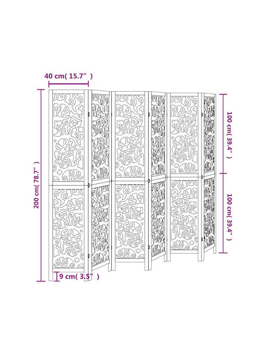 vidaXL Decorativ Paravan Lemn cu 6 Panouri 210x200cm