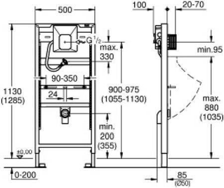 Grohe Rapid SL Built-in Plastic Low Pressure Rectangular Toilet Flush Tank