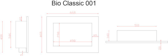 EcoHot BIO CLASSIC 003 IB Indoor Wall Mounted Bioethanol Fireplace Silver 115x15.5x62cm