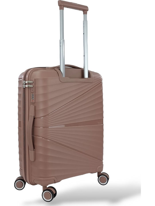 Playbags Куфар за пътуване Кабинен Твърд Розов с 4 Колела Височина 55см