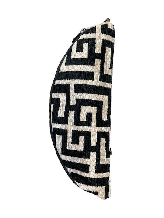 Urania I Leather Women's Bag Crossbody Black Beige Chenille Labyrinth