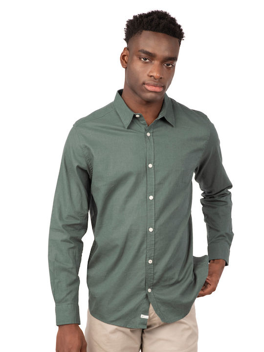 Rebase Men's Shirt Long Sleeve Linen Forest Green