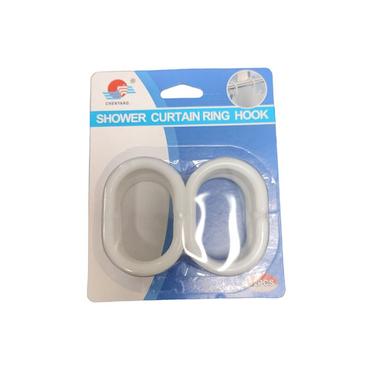 Plastic Bathroom Curtain Rings White 12pcs