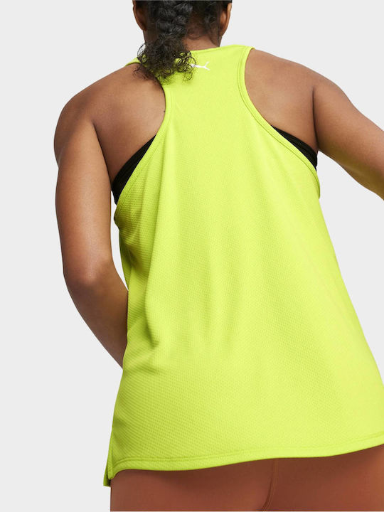 Puma Fit Fashion Women's Athletic Blouse Sleeveless Fast Drying with Sheer Yellow