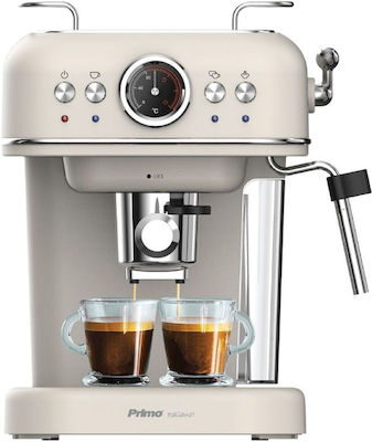 Primo PREM-40445 Αυτόματη Μηχανή Espresso Πίεσης 20bar για Cappuccino Μπεζ