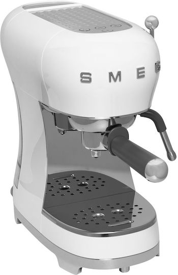 Smeg Μηχανή Espresso 1350W Πίεσης 15bar Λευκή ECF02WHEU