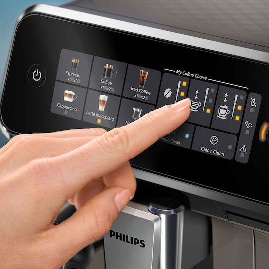 Philips Series 3300 Αυτόματη Μηχανή Espresso 1500W Πίεσης 15bar με Μύλο Άλεσης Μαύρη EP3347/90