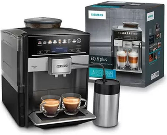 Siemens Eq.6 Automatic Espresso Coffee Machine 1500W Pressure 19bar for Cappuccino with Grinder Black TE658209RW