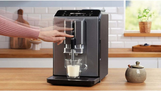 Bosch Αυτόματη Μηχανή Espresso 1300W Πίεσης 15bar με Μύλο Άλεσης Μαύρη TIE20504