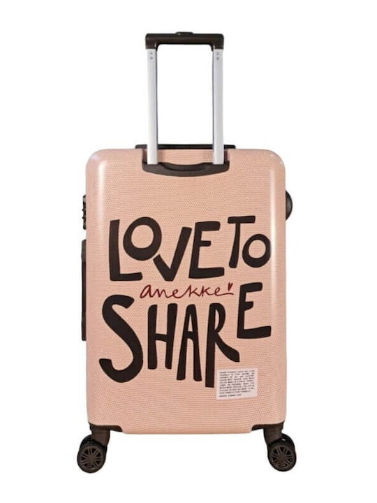 Anekke Hollywood Love To Share Μεσαία Βαλίτσα Ταξιδίου Σκληρή Ροζ με 4 Ρόδες Ύψους 66εκ.