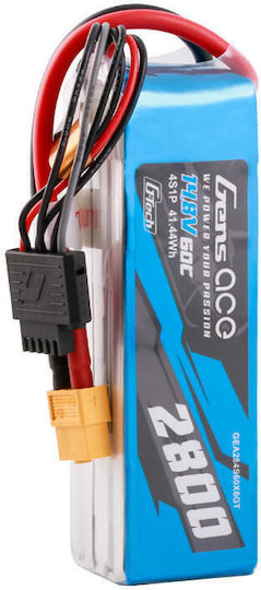 Gens Ace Soaring Li-Po Battery 14.8V 2800mAh 60C 4S XT60 for Drone 2 Pieces