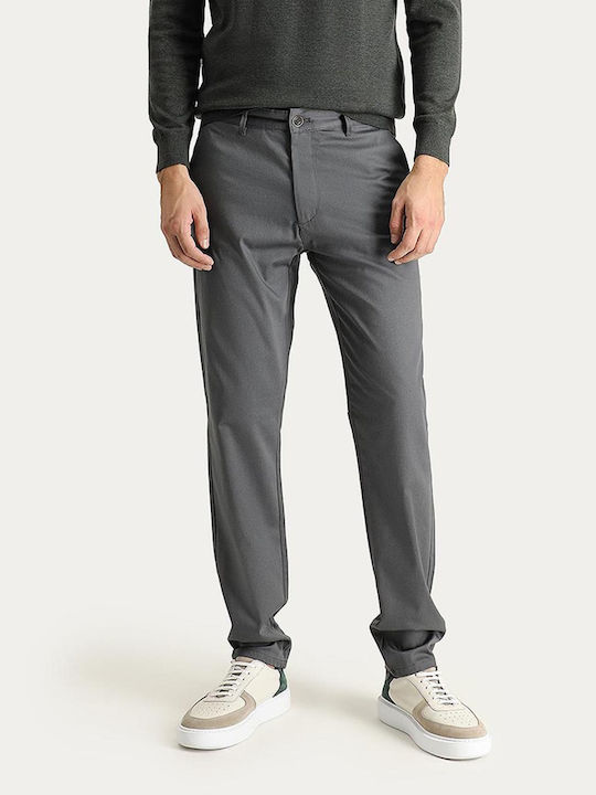 Kigili Men's Trousers Chino Elastic in Slim Fit Gray