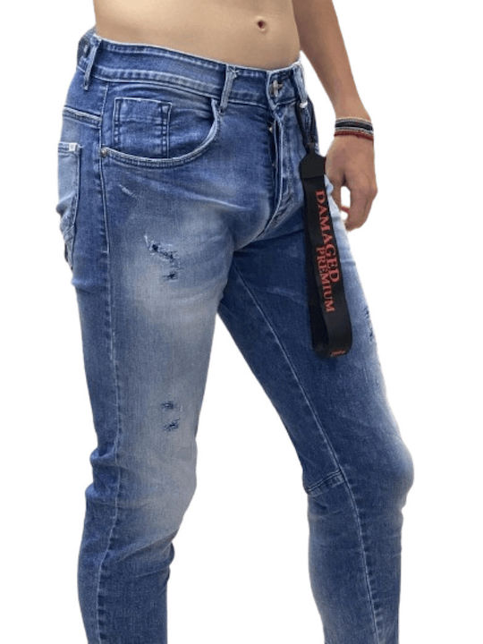 Damaged Jeans Pantaloni de Bărbați din Jean în Croială Slim Blue