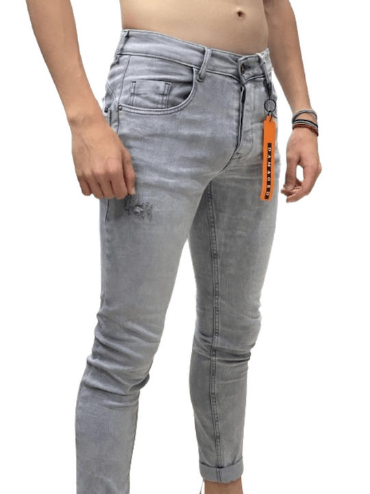 Damaged Jeans Pantaloni de Bărbați din Jean în Croială Slim Grey