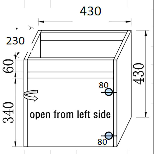 Martin Blat cu Lavoar L45xW26xH43cm Alb