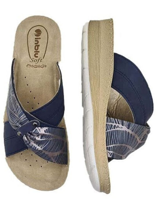 Damen Flache Sandalen Navy Blau