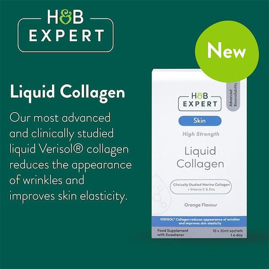 Holland & Barrett Skin Liquid Collagen 5000мг с Витамин C 30мл 10 сашета Портокал