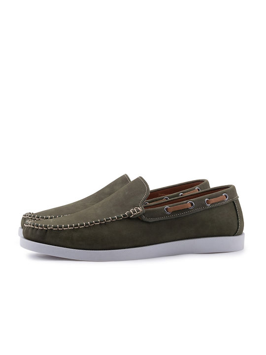 Steve Kommon Men's Leather Loafers Green