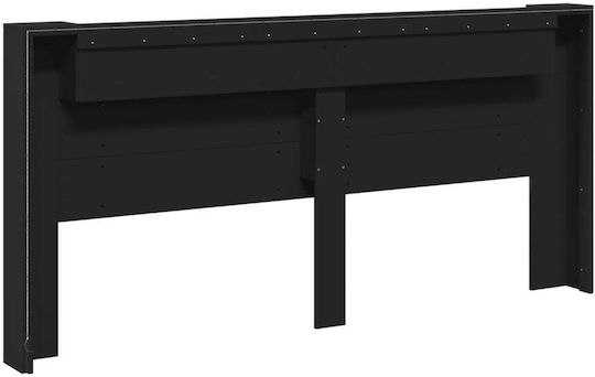 vidaXL Tăblie De Pat Din Lemn Neagră 220x103.5cm
