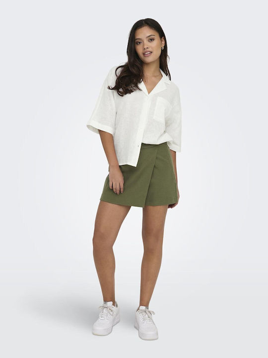 Long Sleeve Women's Linen Shirt White