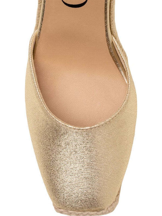Damenplattformen im Espadrilles-Stil Goldene