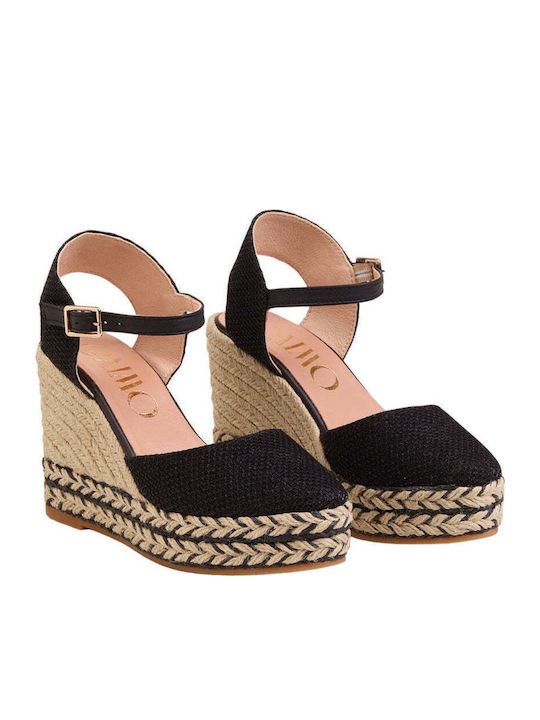 Damenplattformen im Espadrilles-Stil Schwarz