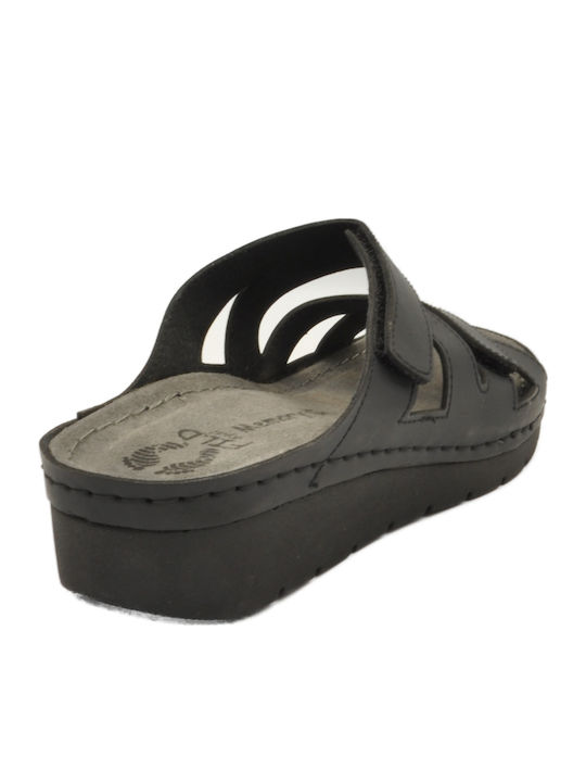 Anatomic Women's Leather Platform Wedge Sandals Black