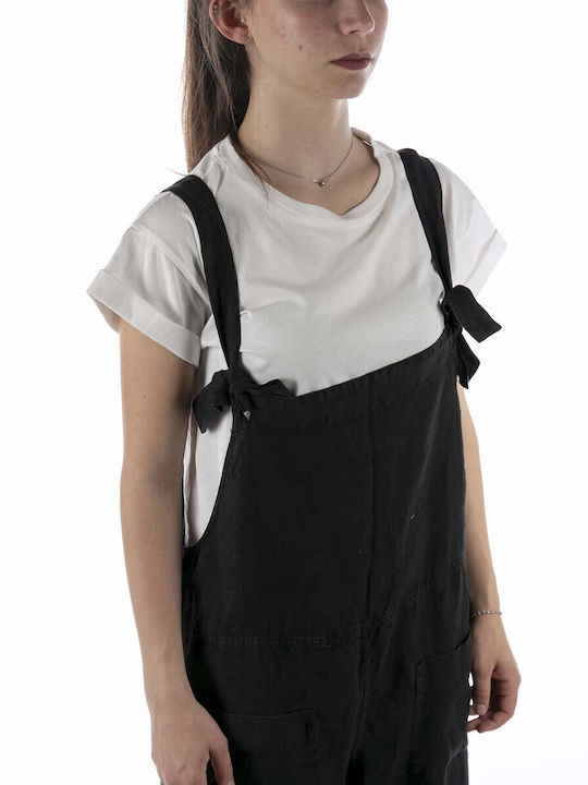 Black Overalls Γυναικεία Λινή Ολόσωμη Φόρμα Black Overalls