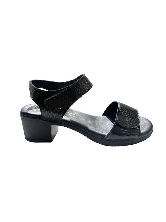 Valeria's Anatomic Women's Sandals Black with Medium Heel