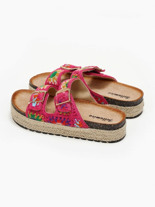 Flatfom Sandale Two Feet Knitted Design Fuchsia