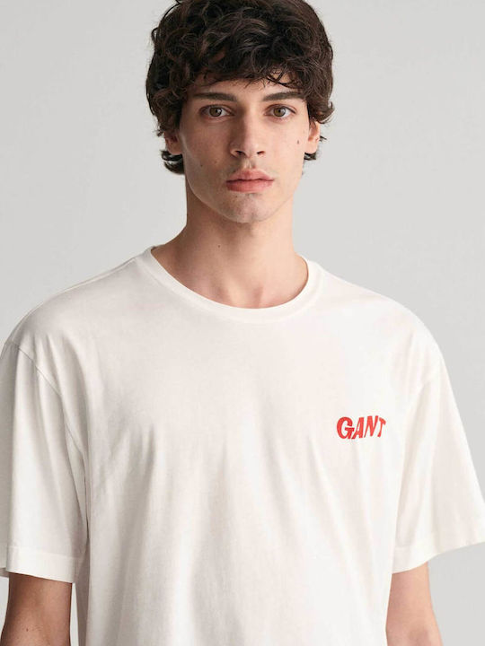 Gant T-shirt Bărbătesc cu Mânecă Scurtă White